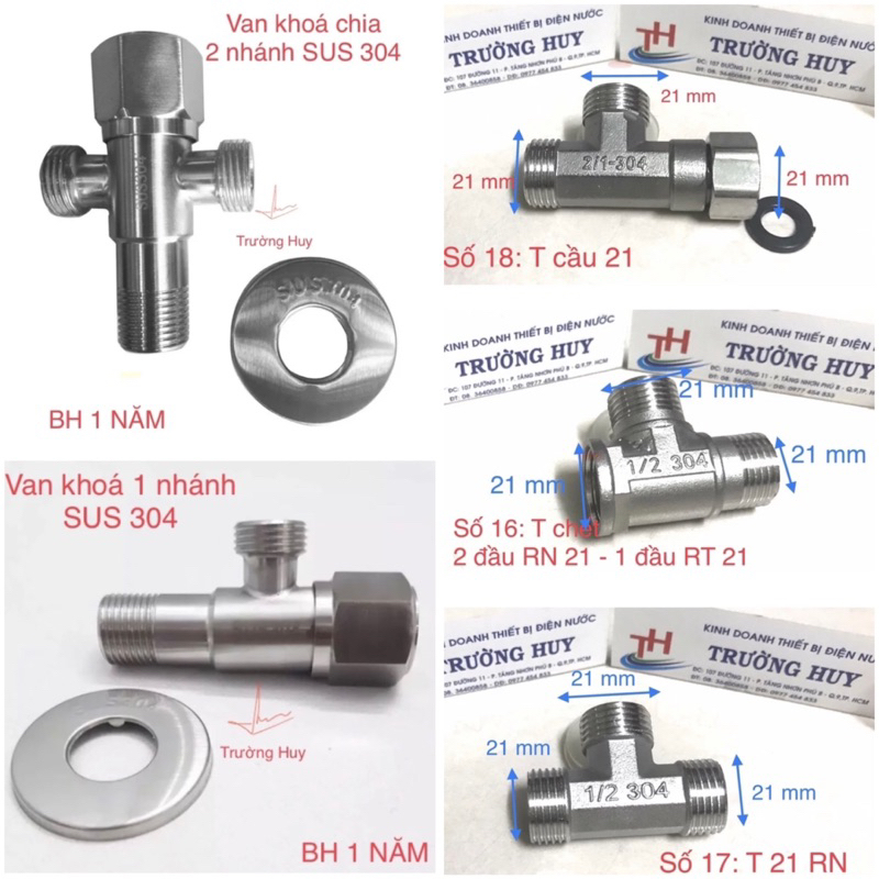 Van Khoá - Tê chia nnước cho vòi xịt vệ sinh và bồn cầu inox 304 ren ...