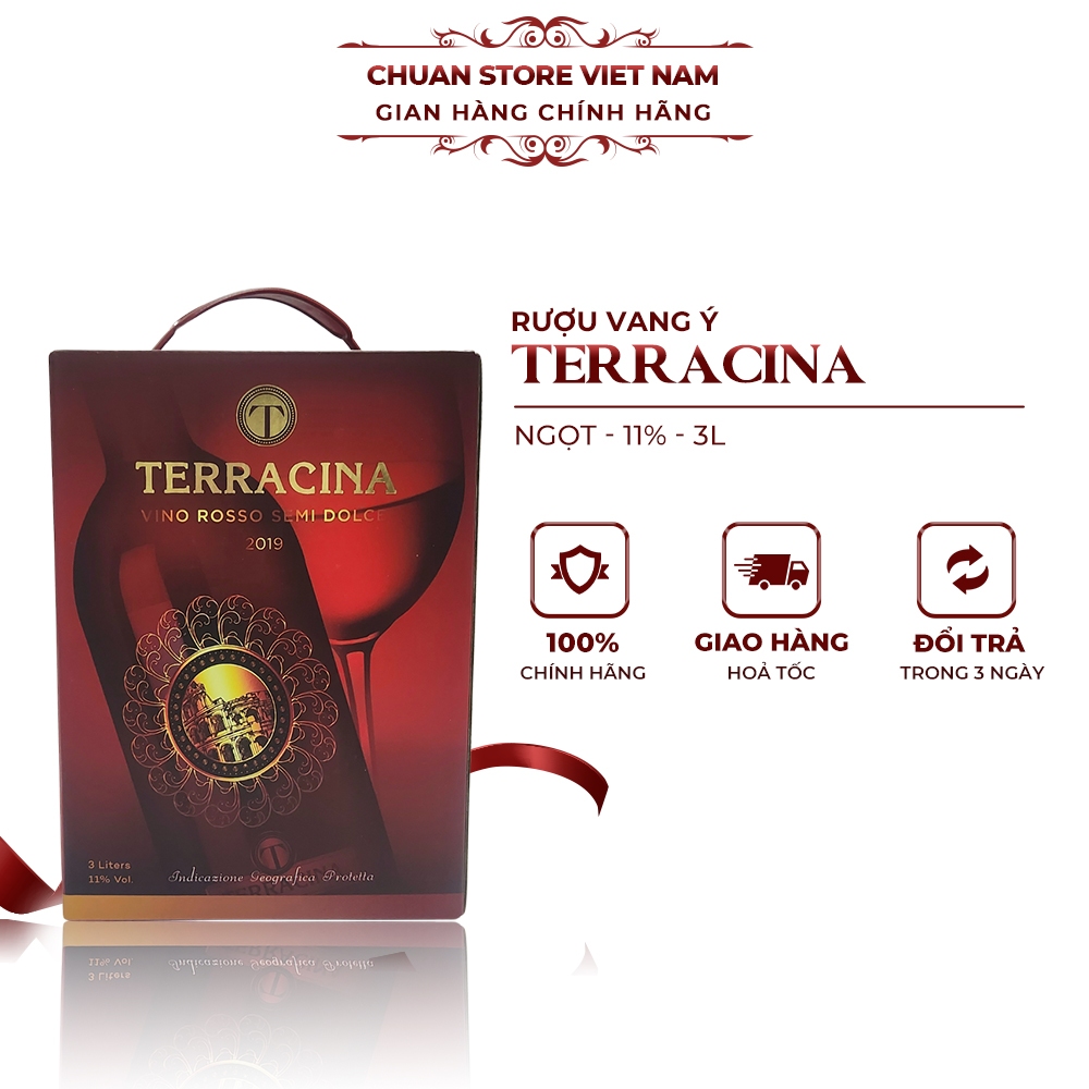 Rượu vang bịch Ý ngọt Terracina 11% 3 lít nhập khẩu chính hãng | Shopee  Việt Nam