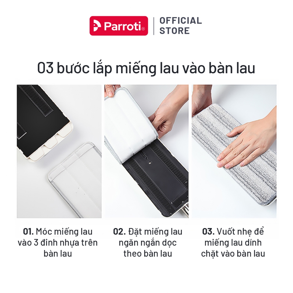 Ảnh Miếng lau nhà 38x12cm, dùng cho bộ lau nhà size lớn Parroti Pro Max PX01 4