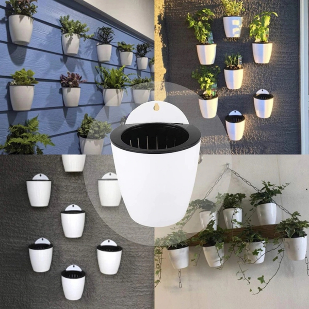 Chậu tự dưỡng áp tường, chậu tự tưới trồng cây 2 lớp 4