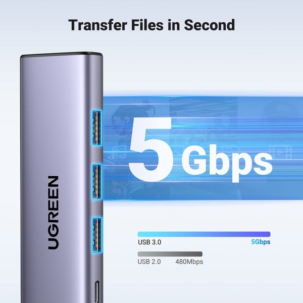 Hub Type C to HDMI Ugreen 5in1 4K30Hz USB 3.0 PD100W 15495 cổng chuyển đổi Type-c cho Macbook iPad Laptop Dell XPS | BigBuy360 - bigbuy360.vn