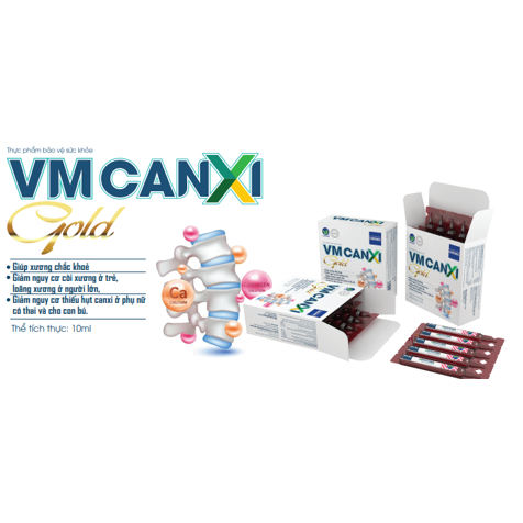 VM Canxi Gold (Hộp 20 ống 10ml/ống) (Canxi hữu cơ, dễ uống, dễ hấp thu ...