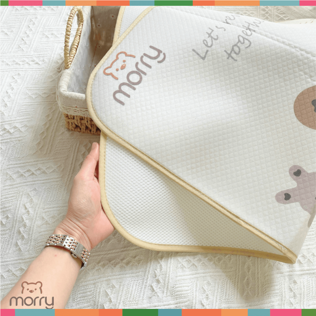 Miếng Lót chống thấm 4D MORRY cho bé sơ sinh thoáng khí, êm ái - in thước đo chiều cao(50x70cm) Đậu Đậu Store