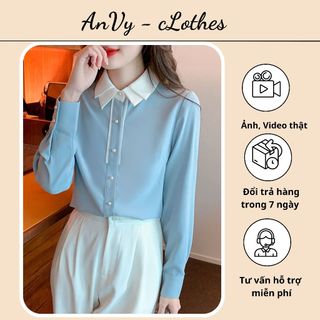 Áo sơ mi công sở nữ cổ họa tiết dáng dài phong cách Basic - SM26