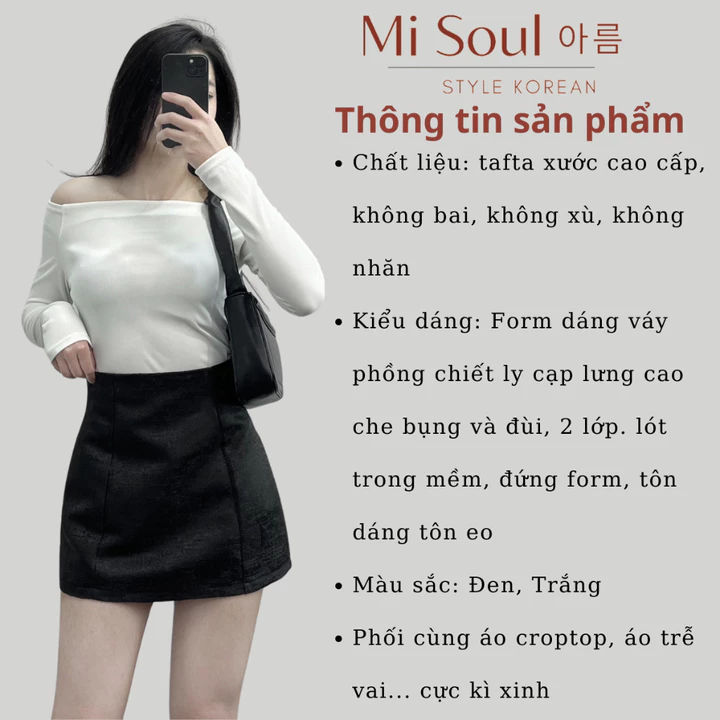 Chân Váy Tafta Xước MiSoul BigSize Dáng Chữ A Cạp Cao Khóa Kéo Giọt Lệ, Chân Váy Con Ong BigSize 252