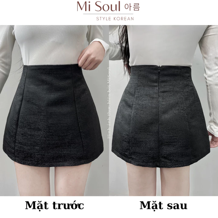Chân Váy Tafta Xước MiSoul BigSize Dáng Chữ A Cạp Cao Khóa Kéo Giọt Lệ, Chân Váy Con Ong BigSize 252