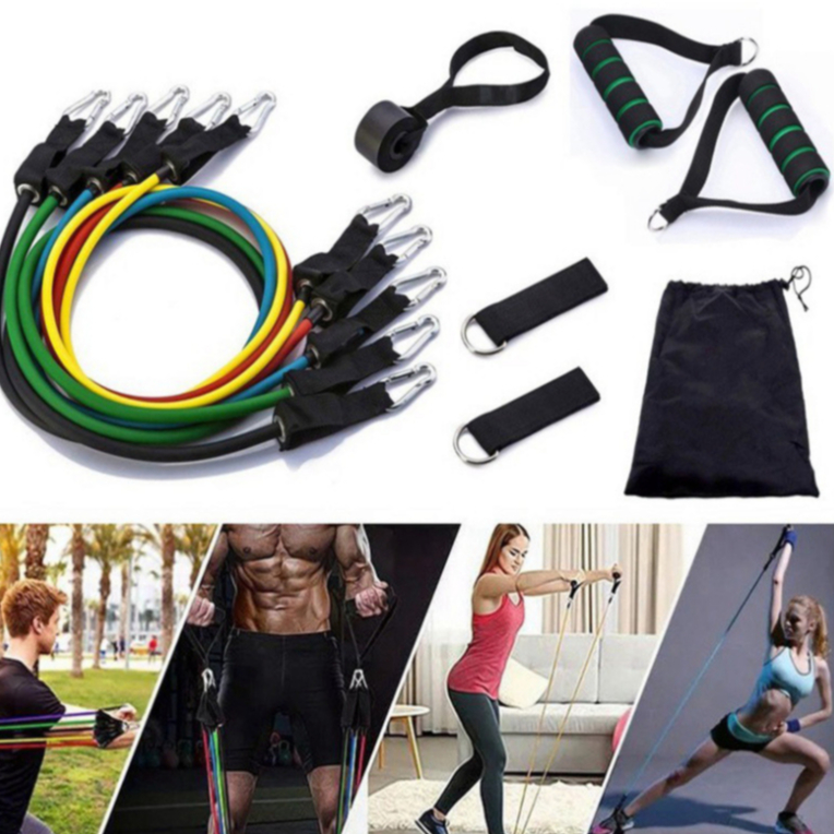 BỘ DÂY TẬP GYM 5 MÓN, DÂY KHÁNG LỰC ĐÀN HỒI, NGŨ SẮC TIỆN LỢI, Dễ Mang Theo Tập Mọi Lúc Mọi Nơi