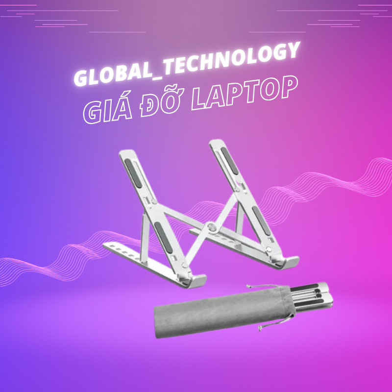 Giá đỡ laptop gấp gọn dùng cho nhiều máy từ 11-17 inch, có thể điều chỉnh nhiều mức độ, chất liệu hợp kim PRAMI007