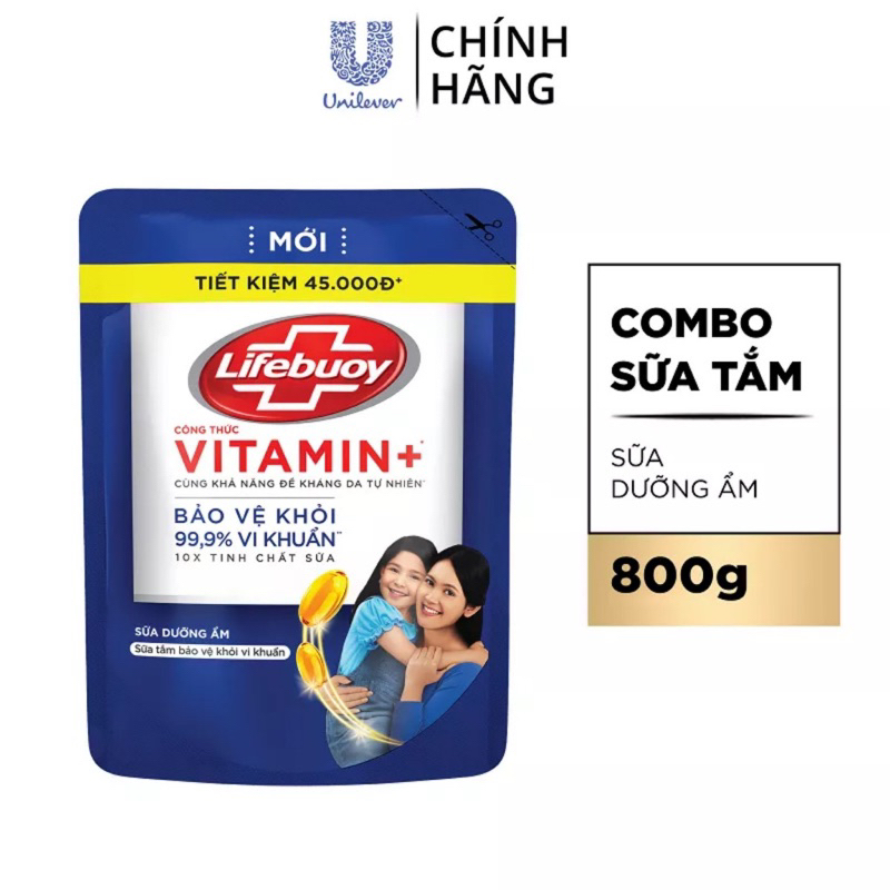 Sữa tắm Lifebuoy Bảo vệ khỏi vi khuẩn 800gr (Túi)