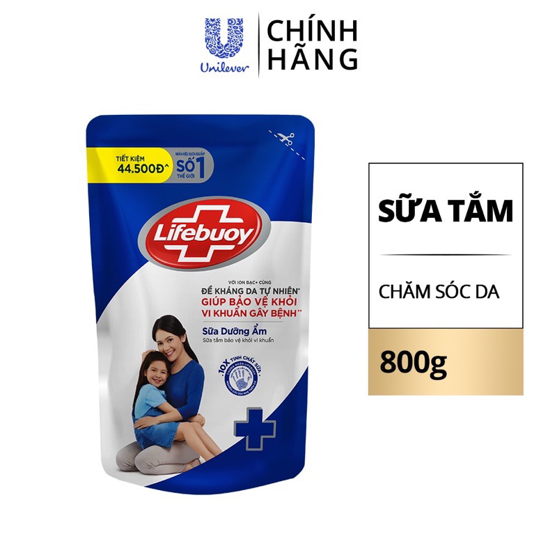Sữa tắm Lifebuoy Bảo vệ khỏi vi khuẩn 800gr (Túi)