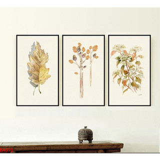 Tranh Treo Tường Trang Trí Phòng Khách Phong Cách Bắc Âu Bộ 3 Tấm 01 (50x70x3cm) - Tranh Laminate Tráng Gương