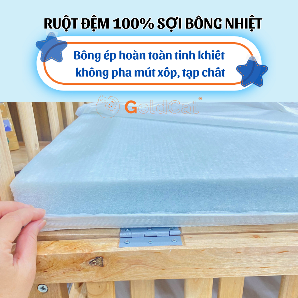 Ảnh Đệm Cũi Cho Bé GOLDCAT Cắt May Theo Yêu Cầu, Chất Liệu Bông Ép, Độ Dày Tiêu Chuẩn 5cm, Thoáng Khí, Đàn Hồi Tốt 4