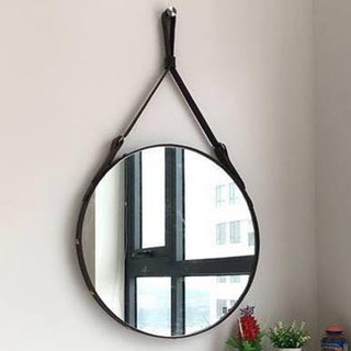 Gương Treo Tường Viền Dây Da Trang Điểm, Gương tròn trang điểm có 2 màu dây Diamond Mirror