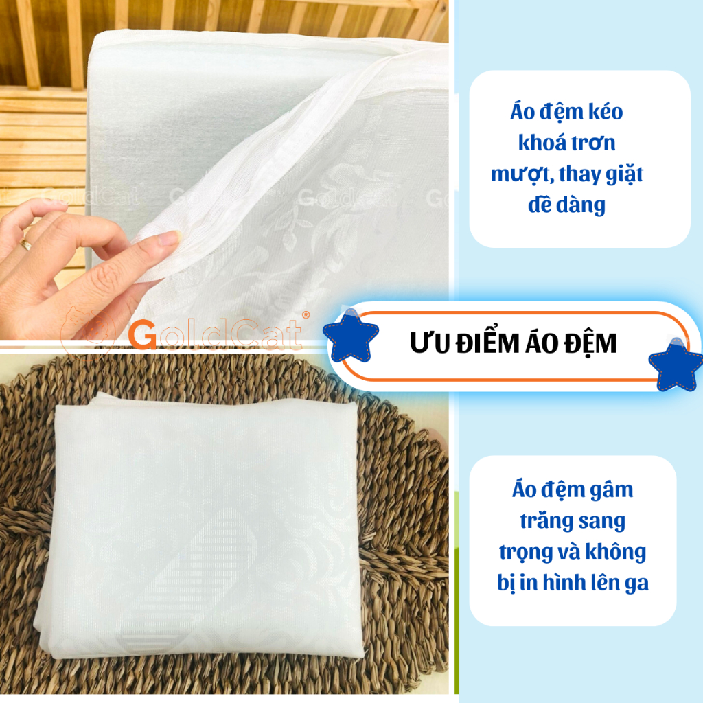 Ảnh Nệm Cũi Cho Bé Sơ Sinh GOLDCAT Chất Liệu Bông Ép Tiêu Chuẩn, Kèm Ga Gọc Nệm Mềm Mịn, Ôm Nệm 2