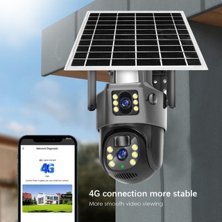 Camera Ngoài Trời Dùng Sim 4G Năng Lượng Mặt Trời, 2 Ống Kính, Xoay 360 Độ, Xem Trên Điện Thoại, Ipad, Siêu Nét