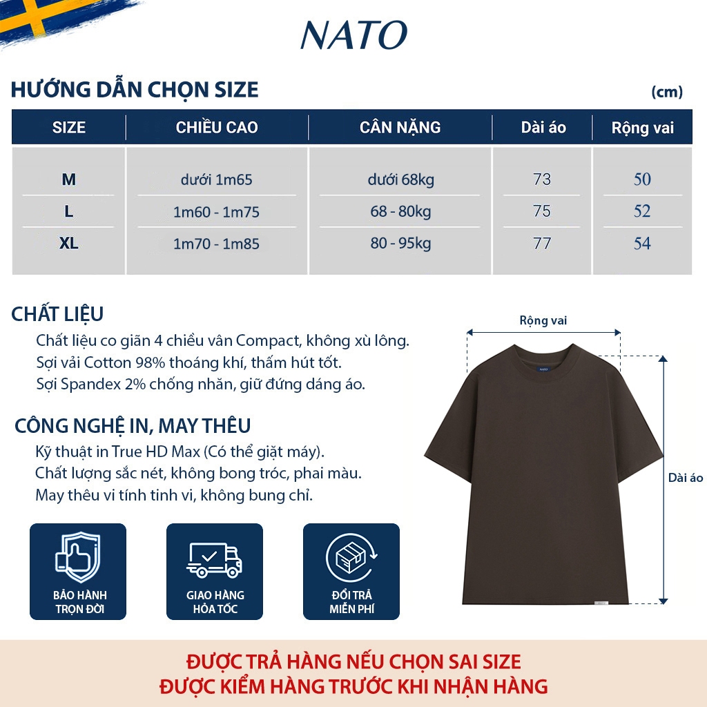 Áo Phông Rộng Tay Lỡ Nato Tee Màu Trơn Cổ Tròn Oversize Nam Nữ Vải Thun Cotton Cao Cấp 280Gsm | BigBuy360 - bigbuy360.vn