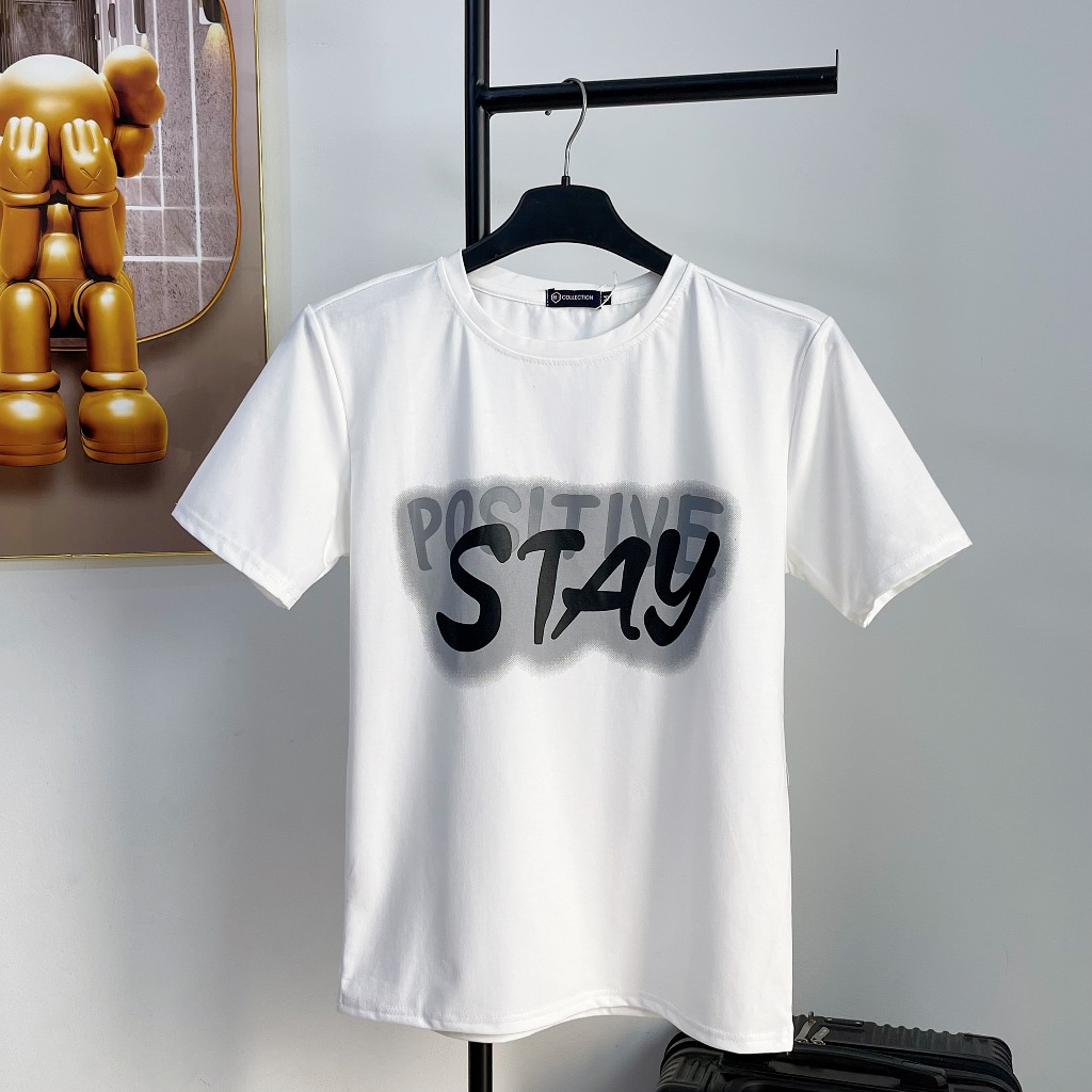 [HKT.17] Áo Phông Nam Cổ tròn in chữ loang thân, vải cotton mịn, co dãn, thoáng mát Menswear Top