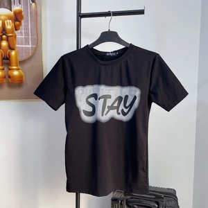 Áo Phông Nam Cổ tròn in chữ loang thân, vải cotton mịn, co dãn, thoáng mát Menswear Top