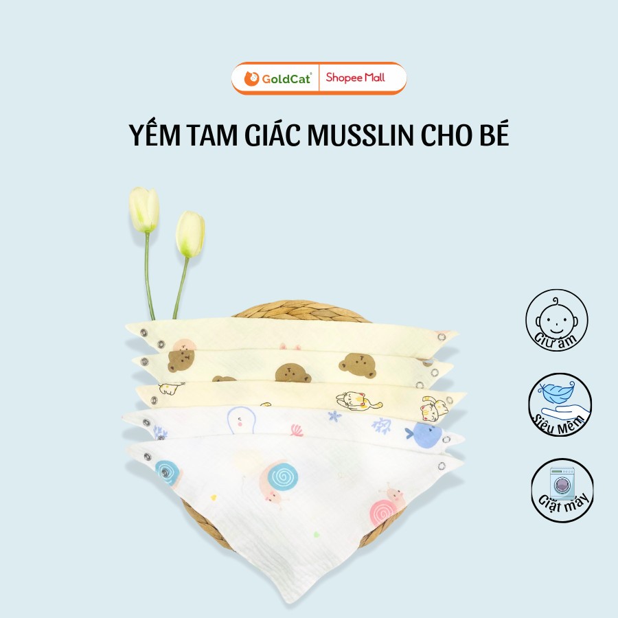 Ảnh Yếm Tam Giac Muslin Cao Cấp Cho Bé Trai, Bé Gái 1