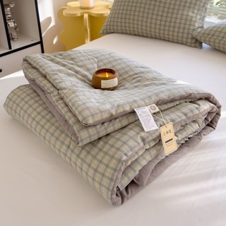 Chăn hè kẻ bông sơ đậu nành, mền cotton đũi cao cấp kích thước 2mx2m3 chất thoáng mát bền