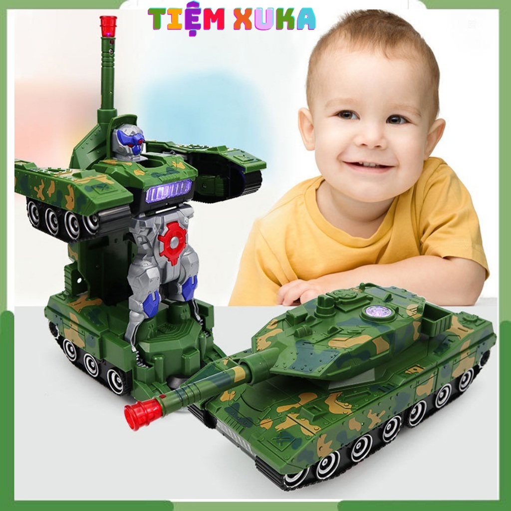 Xe Tăng Đồ Chơi, Xe Tăng Biến Hình Ro.bot Tự Động Phát Nhạc và Đèn ...