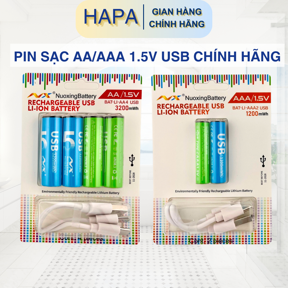 Pin Sạc AA/AAA 1.5V 3200mWh/1200mWh Cổng Sạc USB Type-C Trực Tiếp Không ...