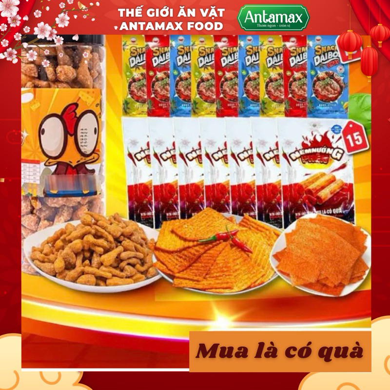 COMBO TỐC HÀNH: Đùi Gà Phô Mai + 15 Gói Nem Nướng Phên + 15 Gói Snack Dải Bò Chay, Ăn Vặt Bà Tuyết Diamond