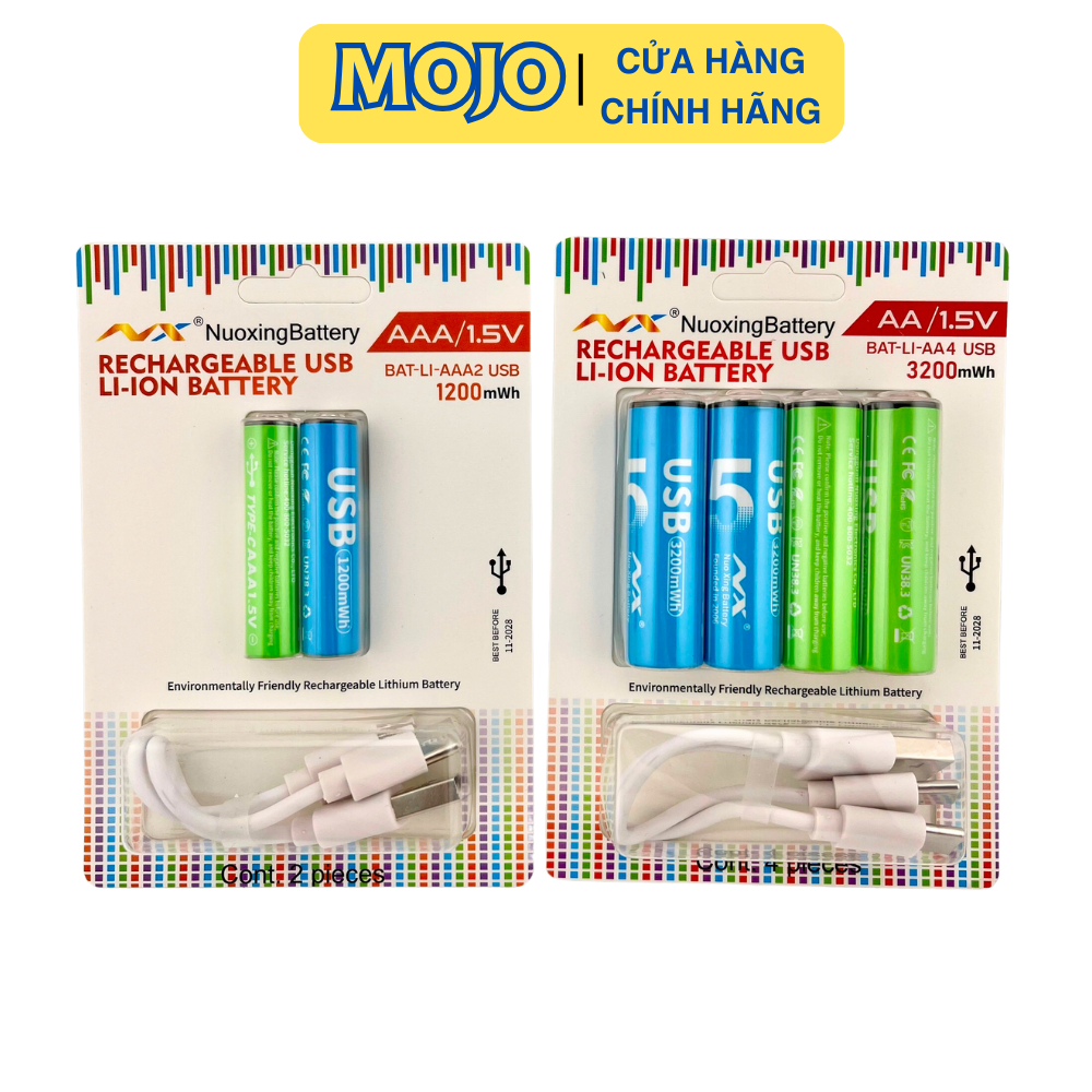 Pin sạc AA AAA chuẩn 1.5V 3200mWh - Vỉ pin sạc trực tiếp qua cổng USB ...