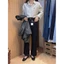 Yejia Quần jeans ống thẳng wash xanh đậm