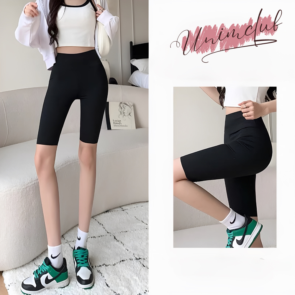 Quần Legging Lửng , Quần Legging Short Đùi Nữ Vải Thun Lạnh Poly Co Giãn Unim Store - Q01