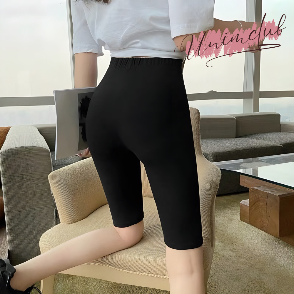 Quần Legging Lửng , Quần Legging Short Đùi Nữ Vải Thun Lạnh Poly Co Giãn Unim Store - Q01