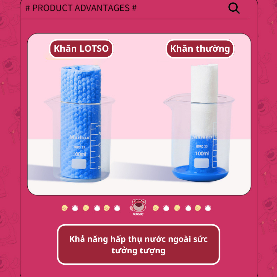 Khăn mặt khô Lotso dùng 1 lần, Khăn tẩy trang dai mềm mịn, Khăn lau đa năng dùng 1 lần