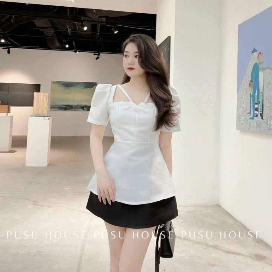 [ HÀNG THẬT 100%] Áo tiểu thư nữ peplum dây chéo dự tiệc công sở dạo phố sang trọng, trẻ trung