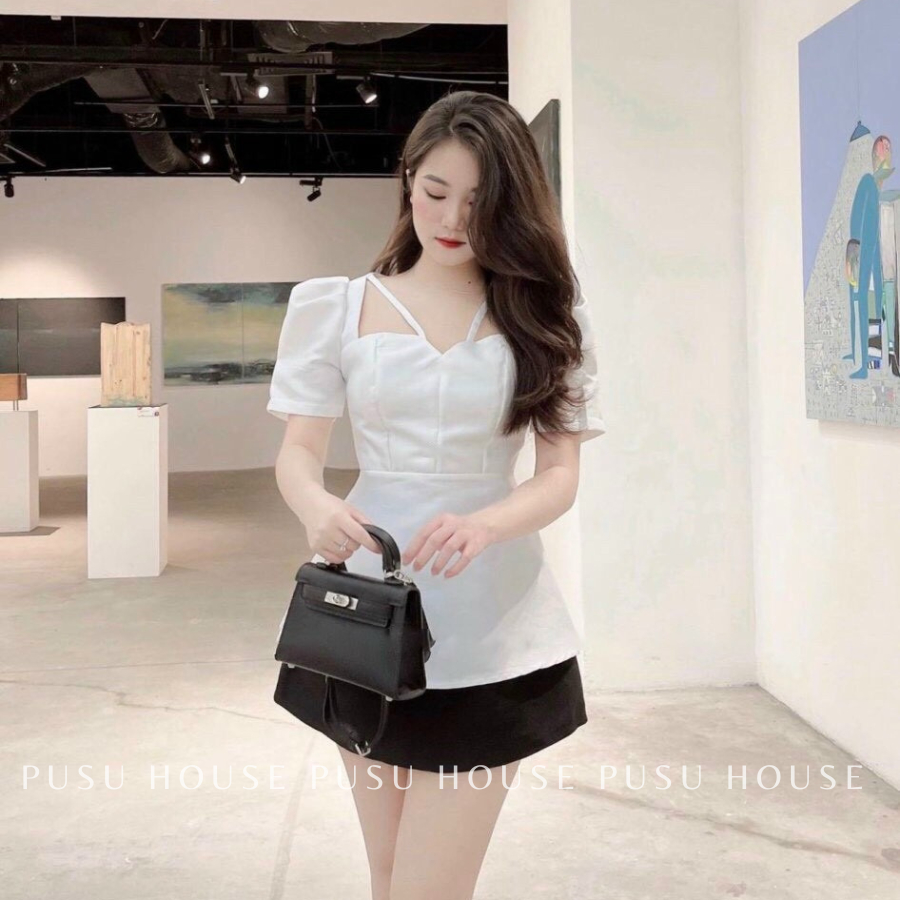[ HÀNG THẬT 100%] Áo tiểu thư nữ peplum dây chéo dự tiệc công sở dạo phố sang trọng, trẻ trung