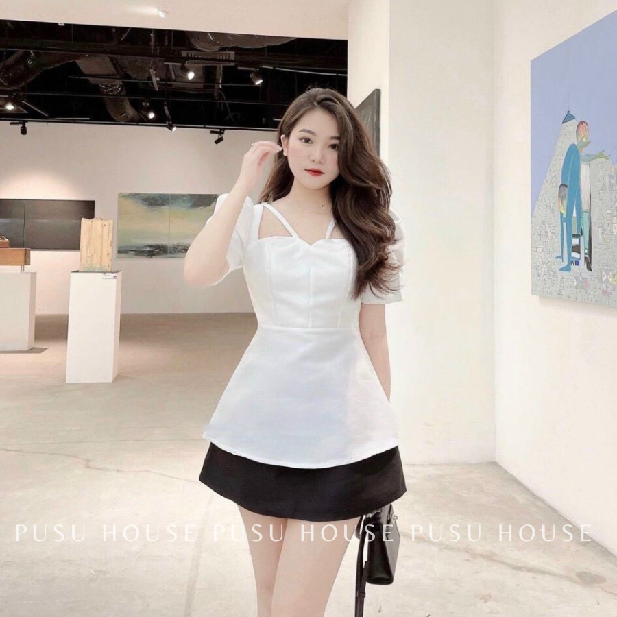 [ HÀNG THẬT 100%] Áo tiểu thư nữ peplum dây chéo dự tiệc công sở dạo phố sang trọng, trẻ trung