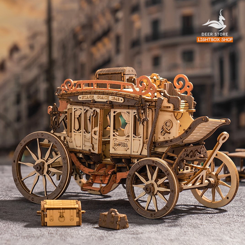 Hộp âm nhạc Xe ngựa Robotime. ROKR Stagecoach Mechanical Music Box ...
