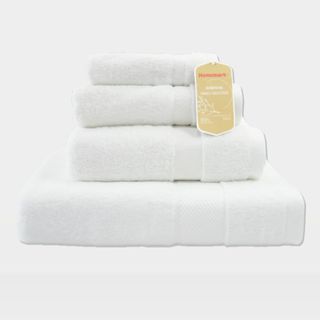Bộ 4 Khăn Tắm Khách Sạn Cao Cấp Homemark, 100% Cotton Màu Trắng, Dày Dặn, Mềm Mại, Thấm Hút Tốt