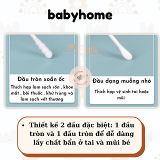 Tăm Bông Sơ Sinh Molli Thân Giấy Kháng Khuẩn Hộp 200 cái