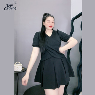Áo thun bigsize tay ngắn vạt đắp chéo cổ chữ V chất gân tăm dễ thương cho bạn Chubby G36