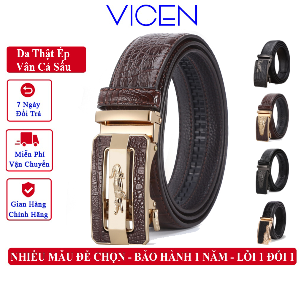 Thắt Lưng Nam Da Bò Thật Vân Cá Sấu Vicenzo Khóa Hợp Kim Dây Nịt Nam Da Thật Shopee Việt Nam 9780