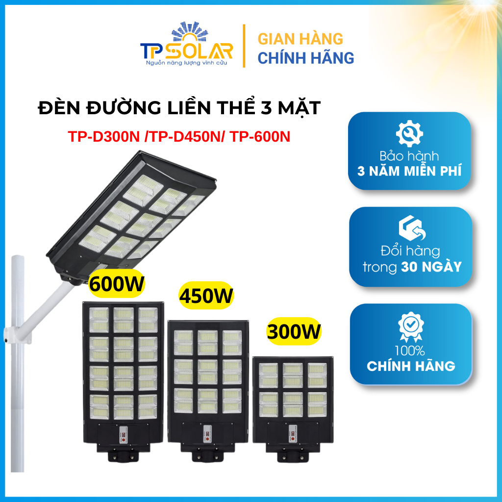 Ảnh Đèn Năng Lượng Mặt Trời Sân Vườn TP SOLAR Đèn Đường Liền Thể Kép 500W,600W,800W Cảm Biến Chuyển Động, Bảo Hành 3 Năm 1