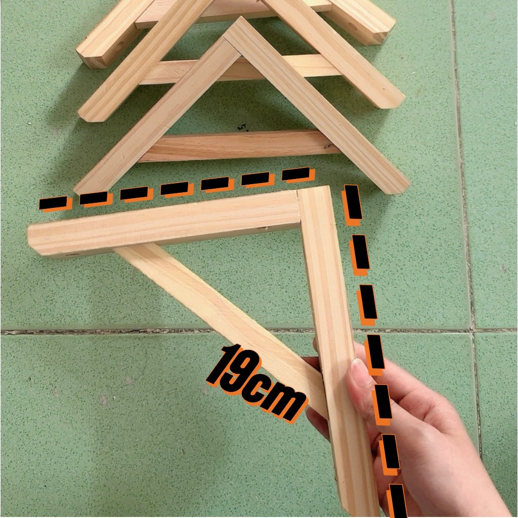 Eke gỗ chữ L, giá đỡ tấm ván gỗ gắn tường đầy đủ phụ kiện ốc vít kèm theo dài 19cm, eke chắc chắn chịu lực cao NhuYDecor