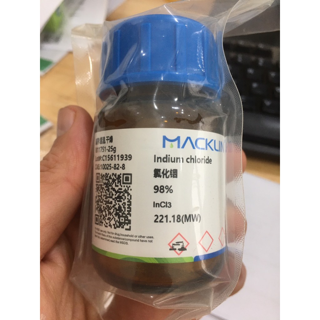 Hóa chất Indium(III) Chloride 98% CAS 10025-82-8; công thúc InCl3 Đóng ...