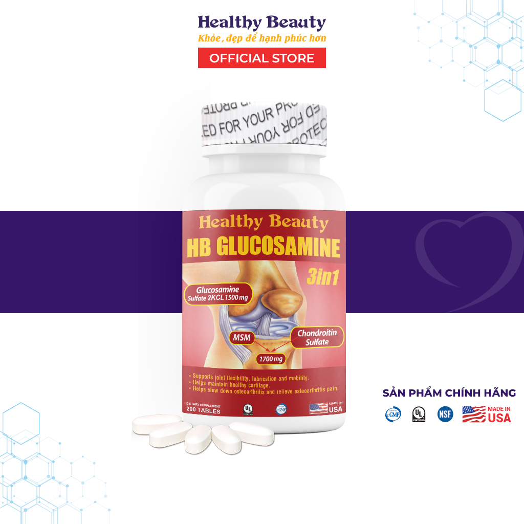 Ảnh Viên uống HB Glucosamine 3 in 1 60 viên - 200 viên 4