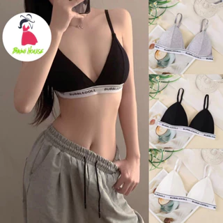 Áo lót cotton đệm lót 2 dây in chữ Bubble 5405  { A213 }