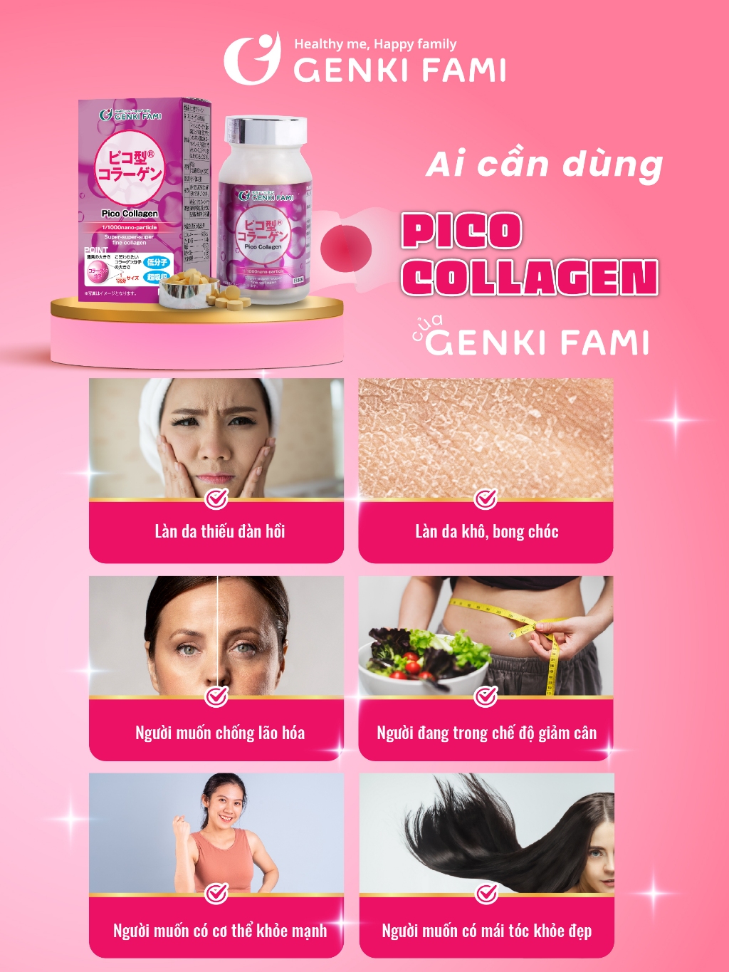 Ảnh Collagen Nhật Bản Giúp Đẹp Da, Ngăn Ngừa Lão Hóa Sạm Nám Hỗ Trợ Tóc Nhanh Mọc Chắc Khỏe, Cân Bằng Nội Tiết Nữ Genki Fami 1