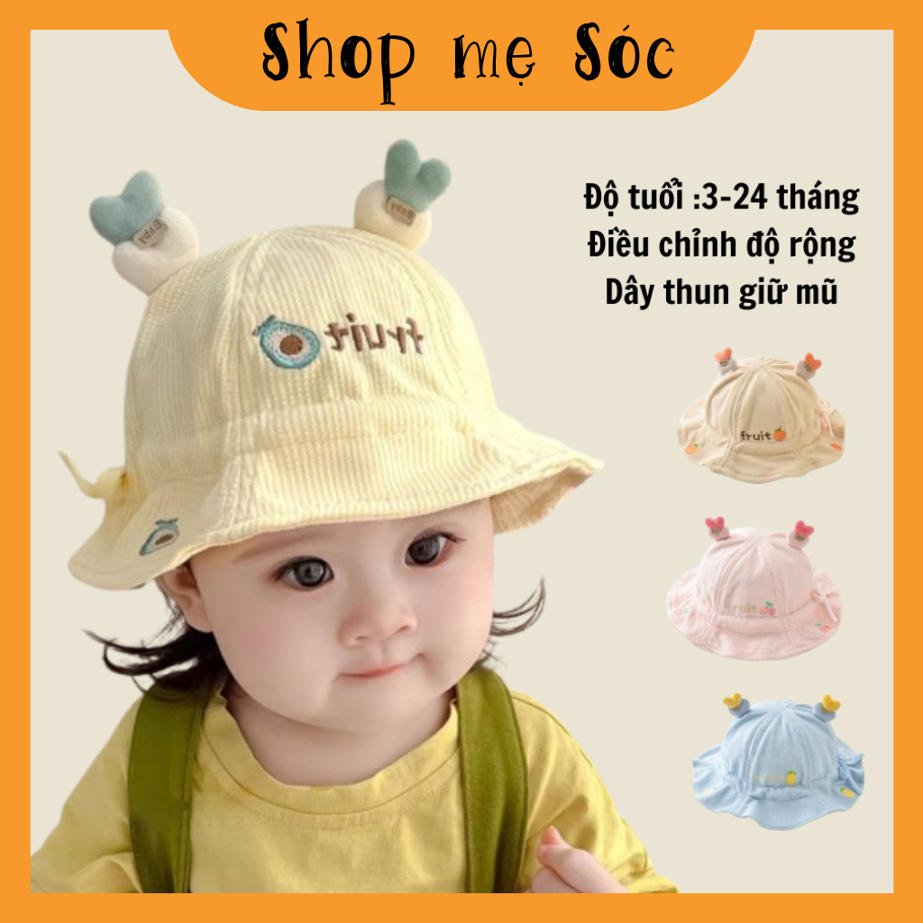 Mũ vành hoa quả họa tiết tai trái tim ngộ nghĩnh cho bé trai bé gái mesocshop