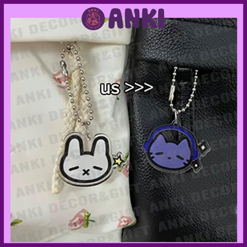 móc khóa cặp đôi icon mèo thỏ, couple keychain, quà tặng kỷ niệm, móc ...