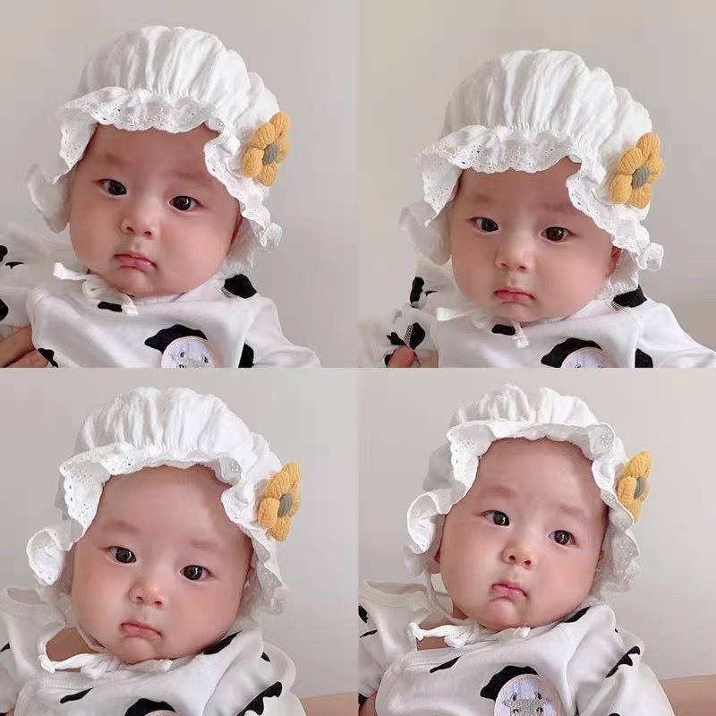 Nón mũ sơ sinh,Mũ tiểu thư chất muslin thoàng mát thấm hút tốt cho bé gái mesocshop