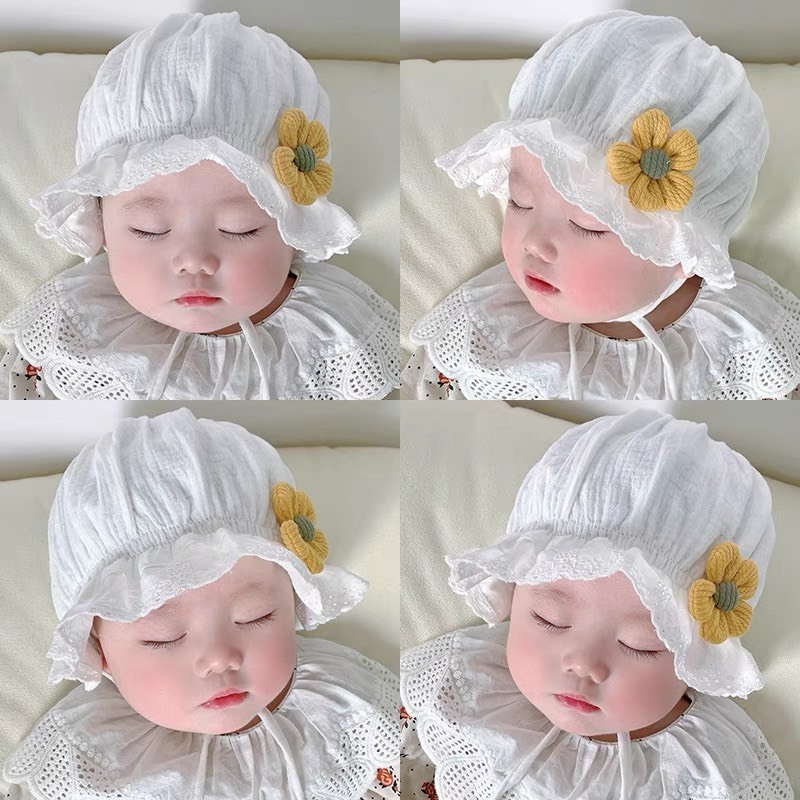 Nón mũ sơ sinh,Mũ tiểu thư chất muslin thoàng mát thấm hút tốt cho bé gái mesocshop